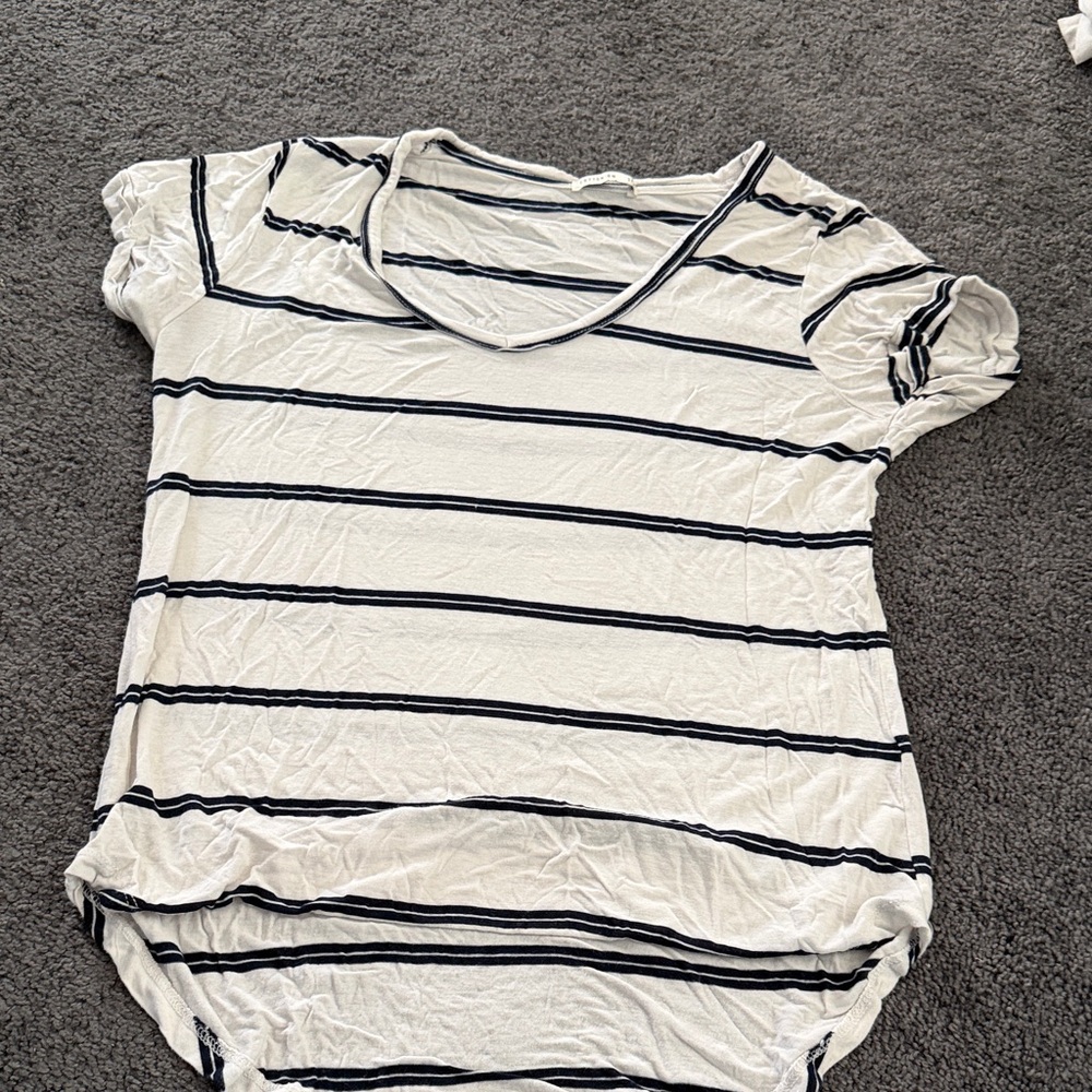 Striped White and Black Women's Top